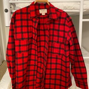 Filson Red and Black Plaid Button Up Shirt